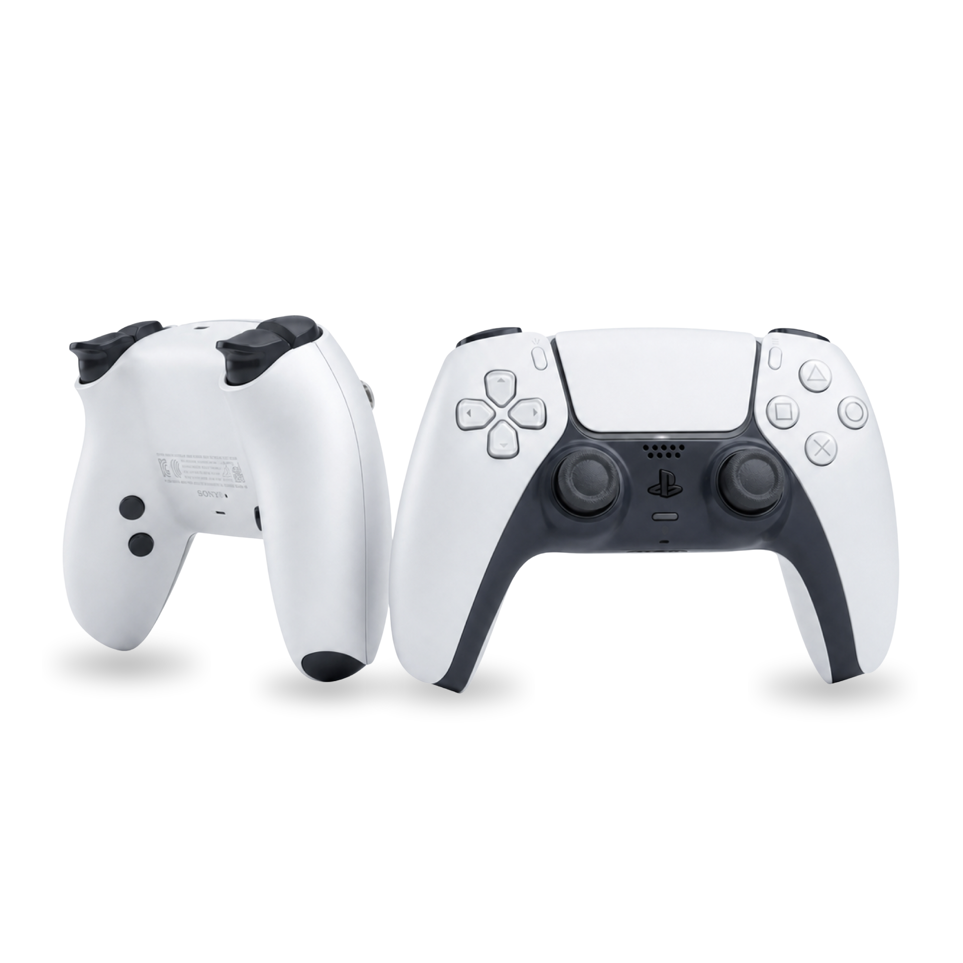 Front and rear views of the white PS5 DualSense controller for the HYPR Go Pro Upgrade